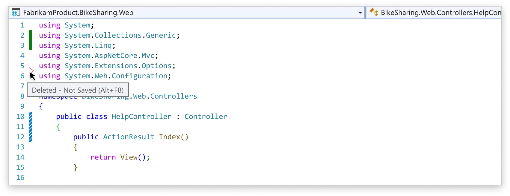 Accessible Version Control Change Indicators